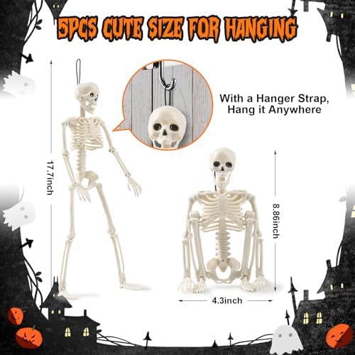 Skeleton Halloween Decorations, 5Pcs 16inch Full Body Posable Joints