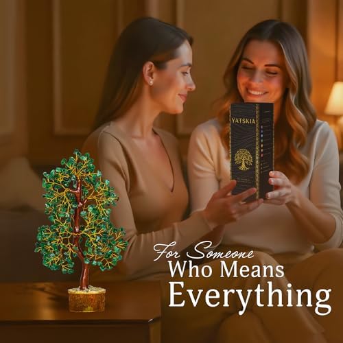 YATSKIA Green Aventurine Crystal Tree | Healing Stones Money Tree | Crystal Tree Decor | Unique Gifts for Women