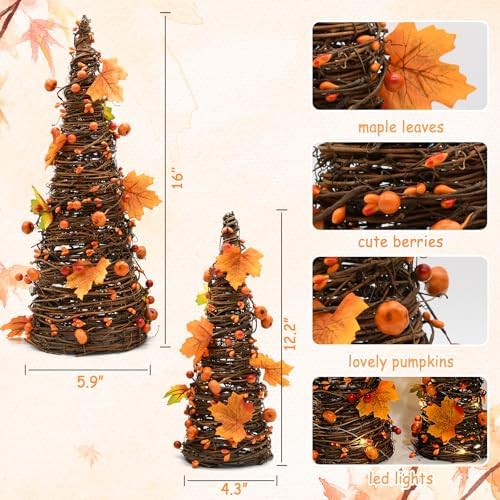 Fall Decor, Fall Tabletop Trees, Lighted Pumpkin Thanksgiving Decorations
