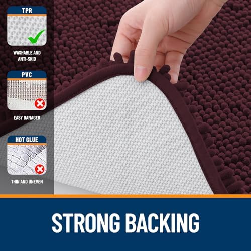 OLANLY Bathroom Runner Rugs 47x24, Extra Soft Absorbent Chenille Bath Rugs