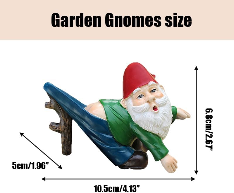 Gnome Figure Plant Pot Hanger, Turtle Flower Pot Hugger, Resin Gnome Statue, Funny Pot Huggers for Planters, Cute Climbing Tortoise Flower Pot Hugger, Garden Fence Balcony Patio Yard (GNOME)