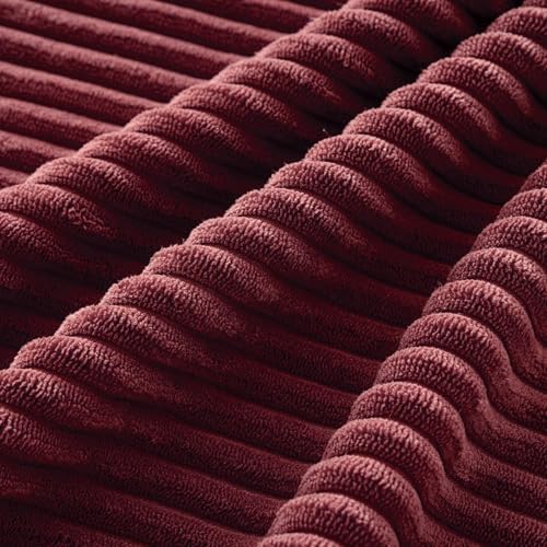 MIULEE Soft Corduroy Decorative Throw Pillow Covers Burgundy 16x16
