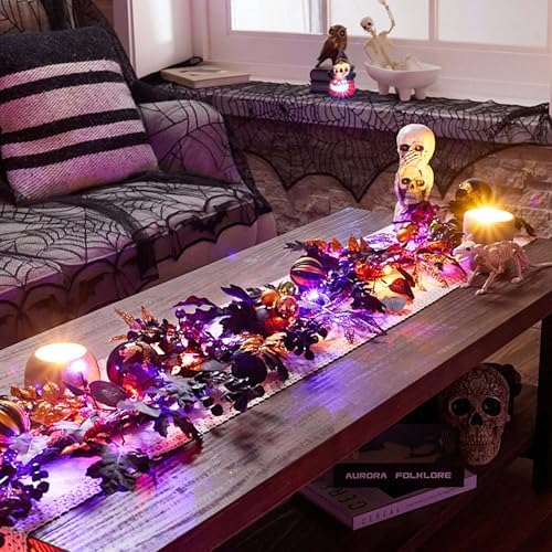 Valery Madelyn 6ft Halloween Garland for Mantel with Lights Party Decor