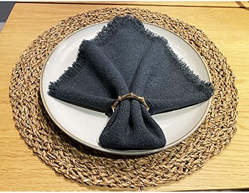 Napkin Rings Set of 6,Gold Bamboo Napkin Holder Ring for Table Decor