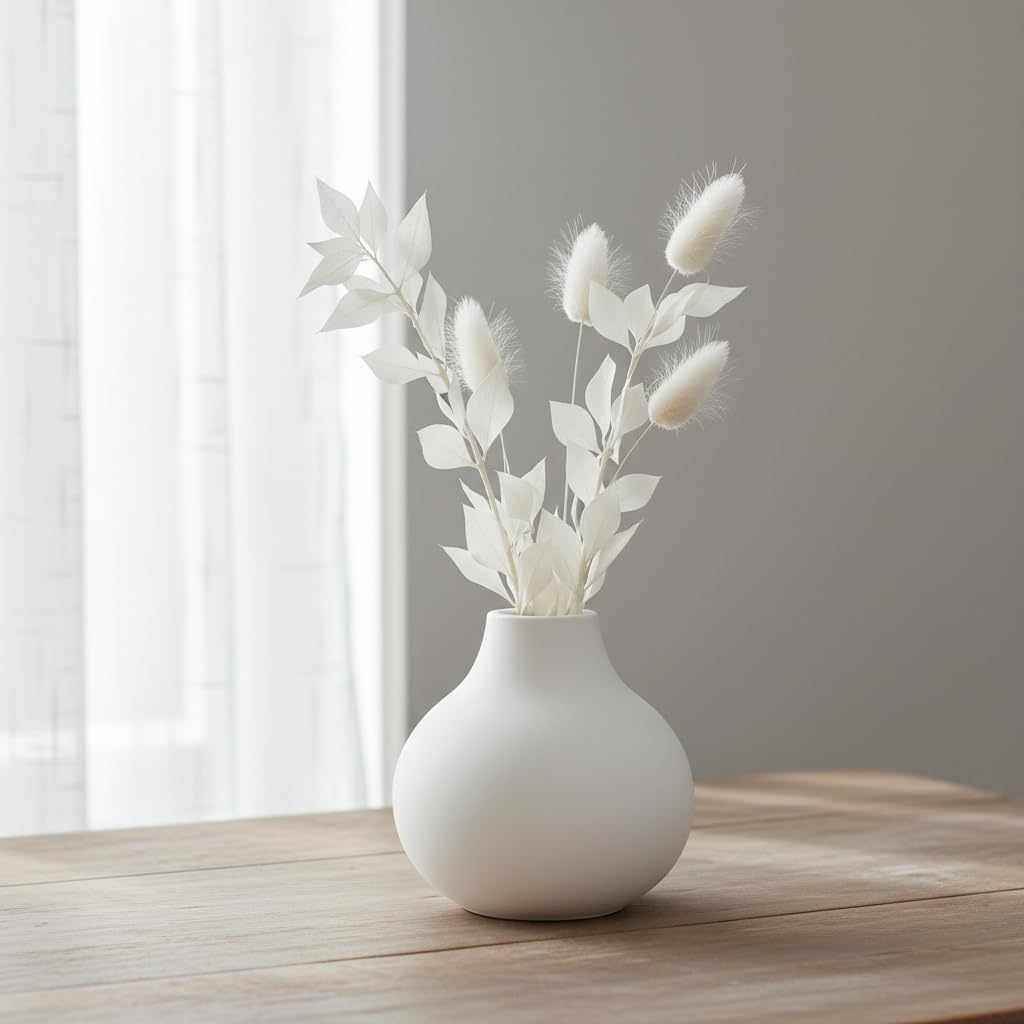 Round Vase / Mid Century Modern Home Decor / White