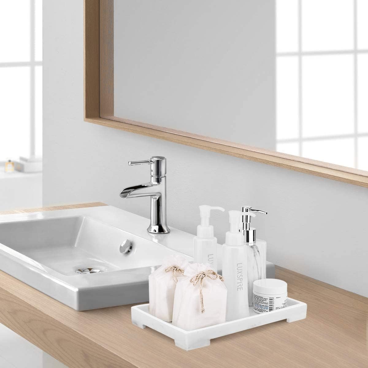 Resin Vanity Tray / B - White Marble / Medium / 10.03 x 5.9