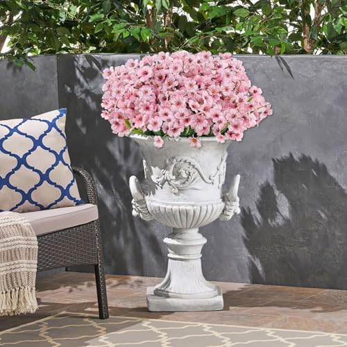 24PCS Artificial Pink Flowers for Outdoors, Realistic Silk Flowers