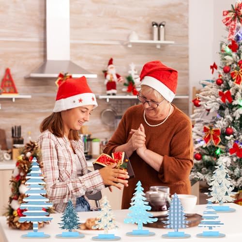 Namalu 16 Pcs Merry Christmas Tree Centerpiece Buffalo Plaid Snowflake