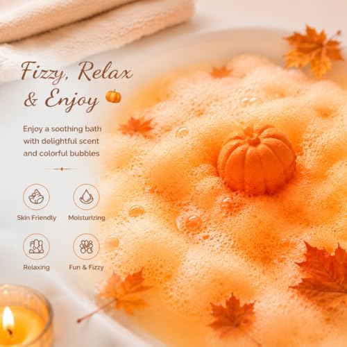 Lounsweer 12 Pack Little Pumpkin Bath Bombs Fall Baby Shower Favors,Orange