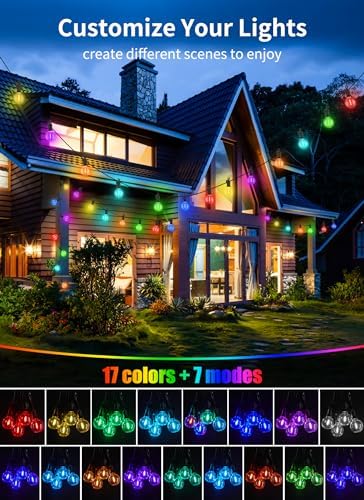 Brightown Outdoor String Lights 58 Feet G40 LED Patio Lights, RGB, Remote