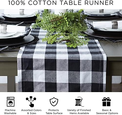 DII Thanksgiving & Fall Table Decoration Autumn Farmhouse Plaid, Table Runner, 14x72, Pumpkin Spice Orange