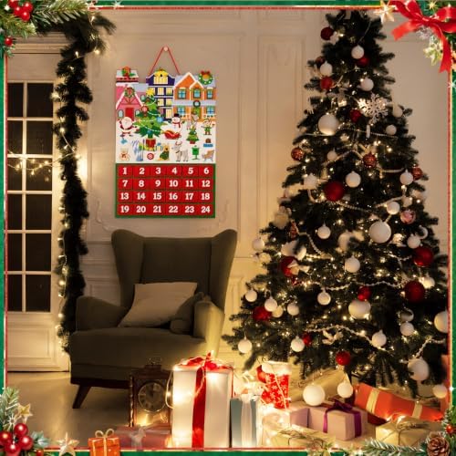 Watersay Christmas Advent Calendar Felt Wall Hanging with 24 Pockets