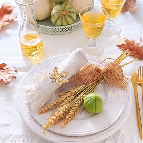 KESOTE Fall Thanksgiving Napkin Rings Set of 6, Gold