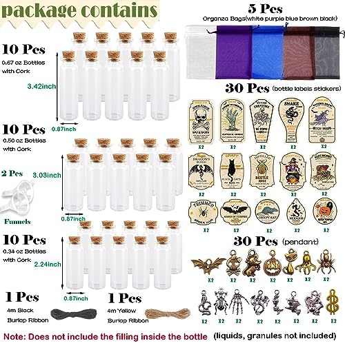 99 Pcs Apothecary Bottles Set with Halloween Stickers & Pendants - Tiered Tray Decor for Indoor Halloween Party Supplies