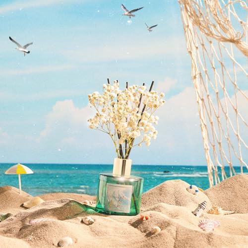 COCORRÍNA Reed Diffuser - Hawaii Melody 6.7 Fl.oz Reed Diffuser Set with 8 Sticks & Preserved Baby's Breath, Reed