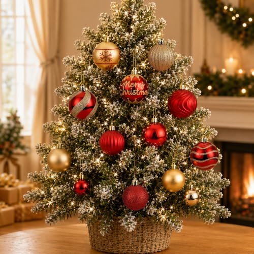 SHareconn 66Pcs Christmas Tree Decorations, Christmas Tree Ornaments Set