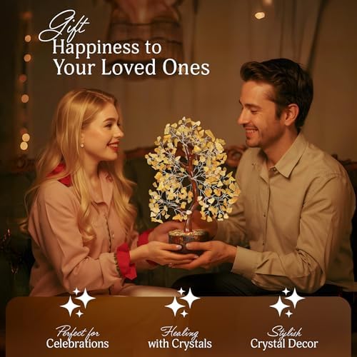 YATSKIA Yellow Aventurine Crystal Tree | Natural Crystal Money Tree | Crystals and Stones | Housewarming Gifts New Home