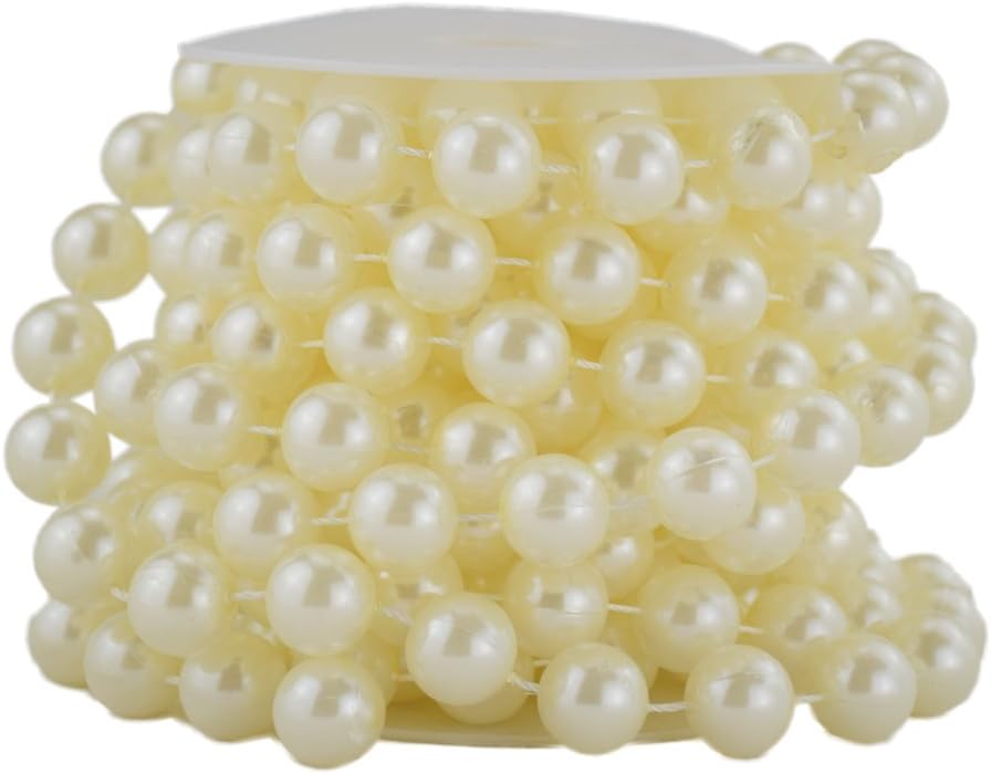 14 mm Large Pearls Garland Faux Crystal Beads Garland Spool Roll for Crafts / Ivory