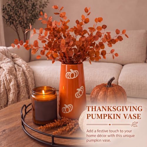 Vesici Fall Ceramic Pumpkin Vase 7.8" H Table Centerpieces for Flowers