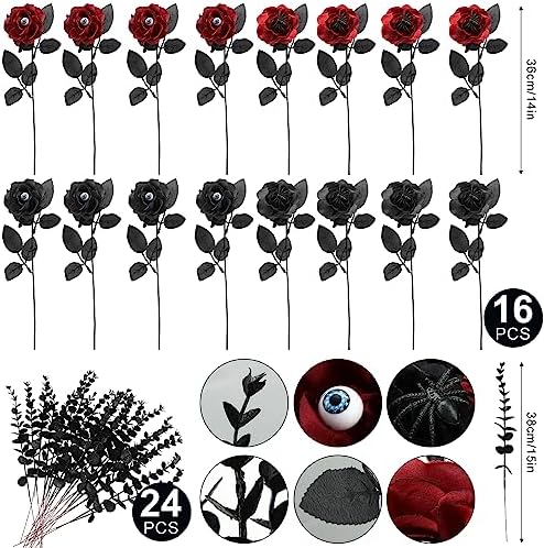 Hotop 40 Pcs Halloween Artificial Flowers with Eyeball and Spider