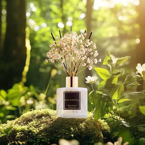 Cocorrína Reed Diffuser Sets, 6.7 fl oz. Black Forest Diffuser with Sticks Home Fragrance Reed Diffuser for Bathroom
