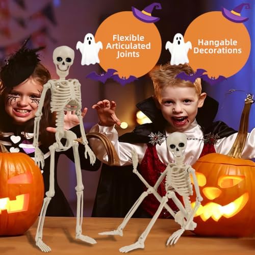5 PCS Skeletons for Halloween Decor, 15.7" Poseable Mini Skeleton Party