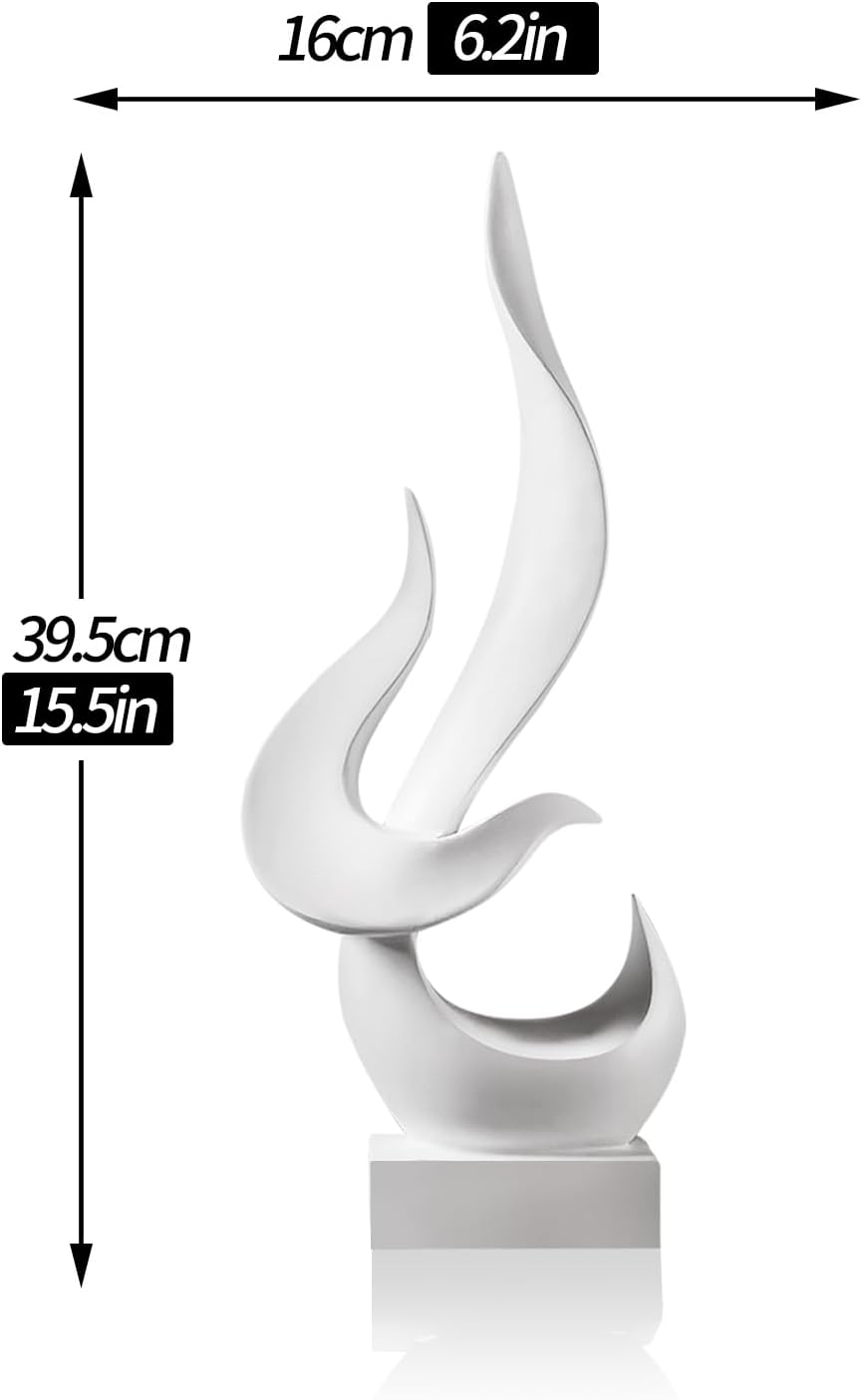 Decor Modern Flame Statue / White