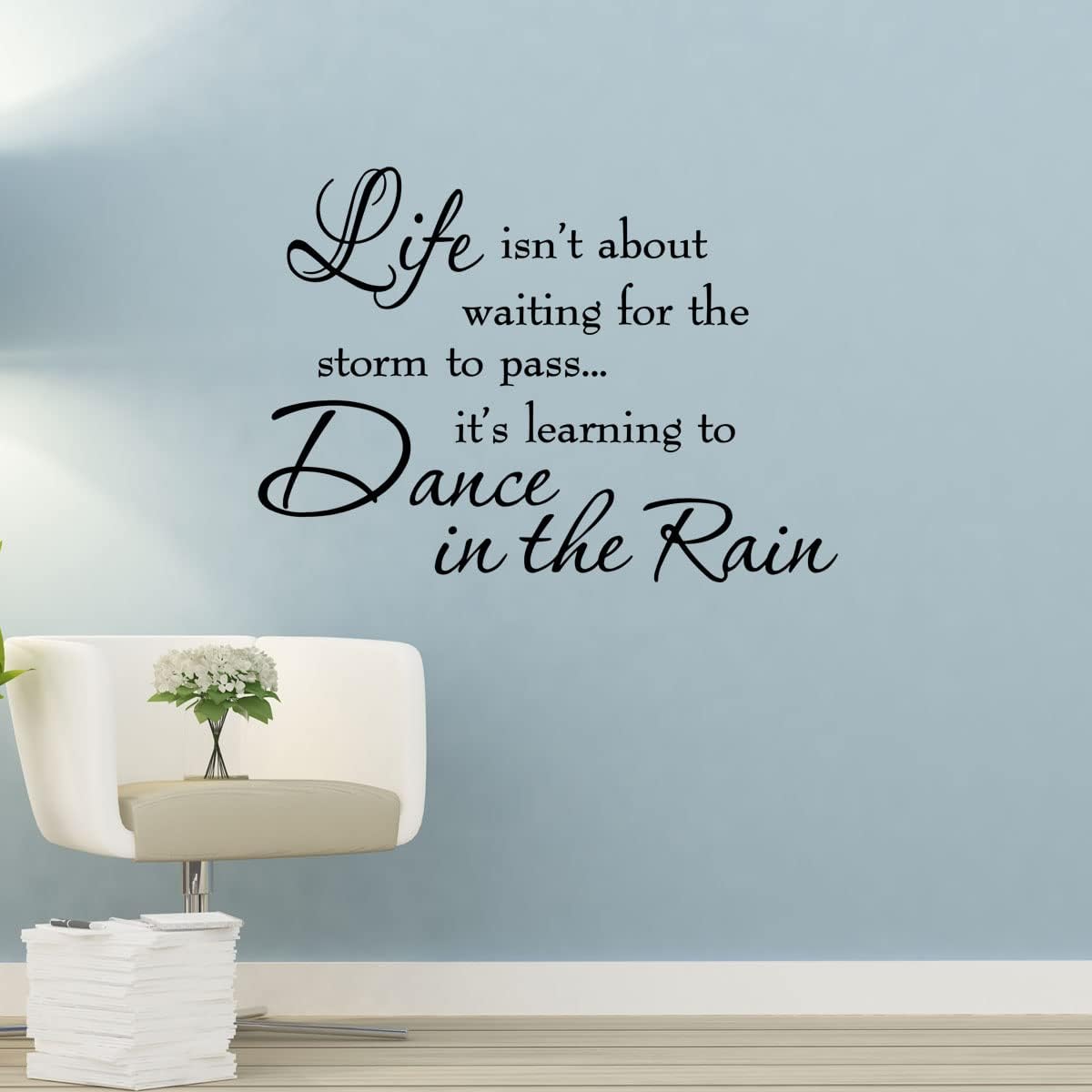 Life Isnt About Waiting for The Storm to Pass Its Learning to Dance in The Rain Vinyl Wall Decal