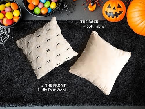 Halloween Pillow Covers 16x16 Set of 2 Beige Ghost Farmhouse Home Decor