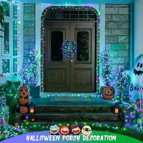 JMEXSUSS Connectable Purple and Green Halloween Lights Plug-in