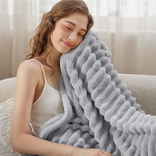 Bedsure Soft Twin Blanket for Bed Decor Gifts Light Grey 60"x80"