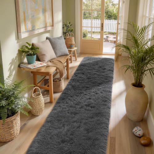 Ophanie Runner Rug for Hallway,2.5x12 Washable Non-Slip Fluffy Soft Bedside Rugs,Bedroom Living Room Shaggy Carpet for