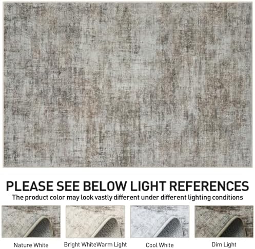 4x6 Area Rugs for Living Room: Washable Abstract Brown Black Badroom Carpet