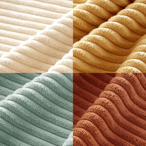 MIULEE Soft Corduroy Decorative Throw Pillow Covers Teal-Rust 20x20