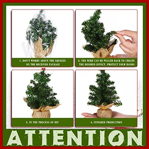 Yinder 6 Pack Mini Christmas Tree Tabletop Artificial Pine Burlap