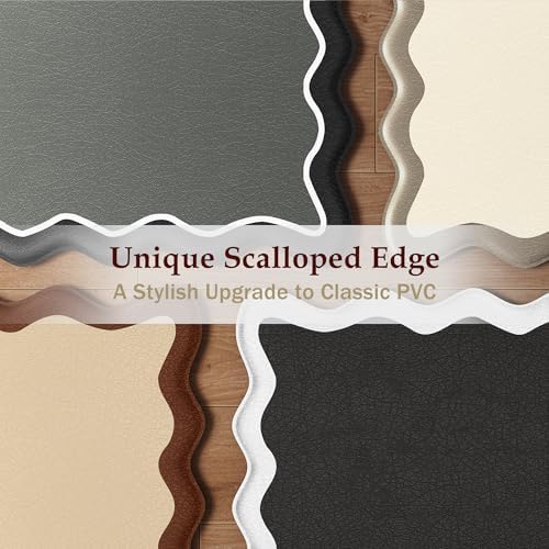 Arenarug Scalloped Kitchen Mats for Floor, Navy Blue Kitchen Rugs Set of 2