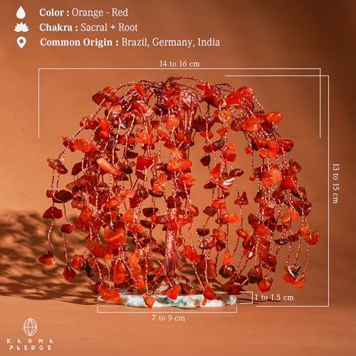 KARMAPLEDGE Chakra Tree of Life Birthday Gifts for Women, Home and Office Decor, Handmade Carnelian Crystal Tree for