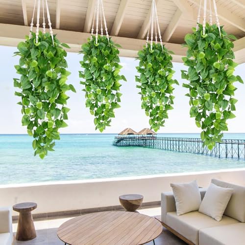 Waipfaru Fake Hanging Plants, 8Pcs Faux Ivy Pothos Vines Greenery