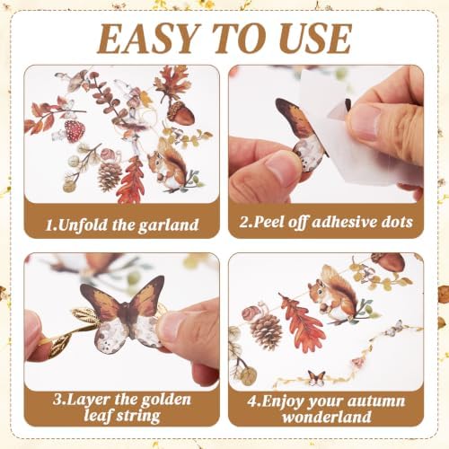 Fall Autumn Hanging Decorations - 1Pcs Mushroom & Fallen-Leaves Fairy Tale Paper Banner Bunting