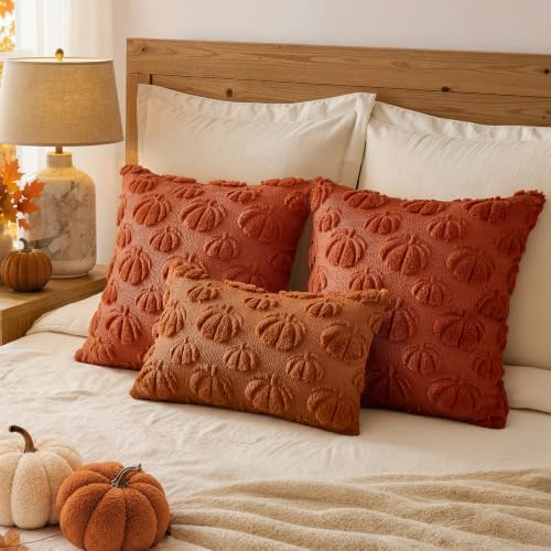 MIULEE Fall Decor Pillow Covers 12x20 Set of 2 Pumpkin Caramel