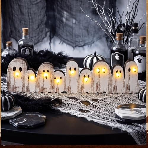 Yousoontic Halloween Indoor Decorations, Light up Ghosts Table Centerpiece