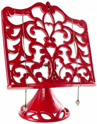 JOGREFUL Adjustable Cast Iron Cookbook Stand, Kitchen Recipe Holder Red | Heavy-Duty Book Vintage Holder, Reading Rest