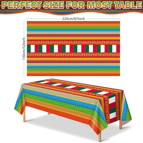 OHOME Cinco De Mayo Decorations - Fiesta Plastic Tablecloth