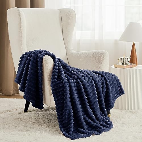 Bedsure Soft Navy Blue Throw Blanket for Couch Decor Gifts 50"x60"