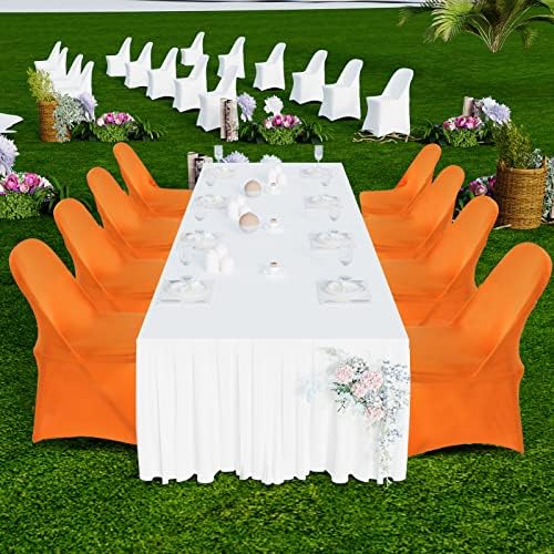 HAINARverS Folding Chair Covers for Wedding, 10pcs Orange