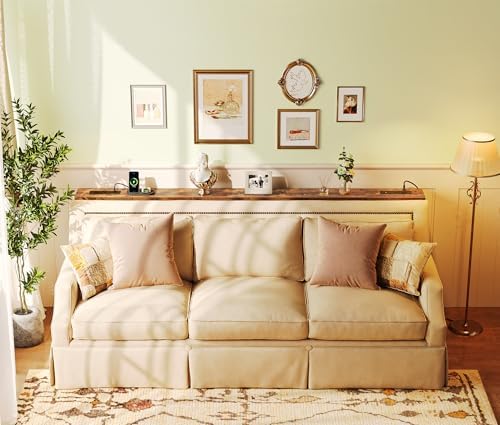 SUPERJARE 39.4 inch Narrow Behind Couch Table with Charging Stations