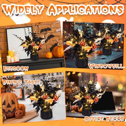 Pinkunn 2 Pack Halloween Centerpiece for Table, Halloween Tree Decoration