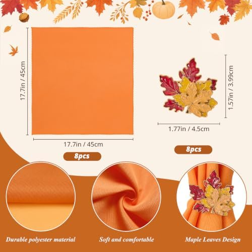 Fall Thanksgiving Cloth Napkins and Napkin Rings, Fall Table Decorations