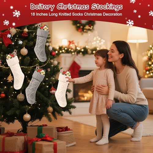 Christmas Stockings 18 Inches,Knitted Socks Christmas Decoration
