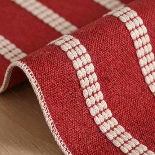 Artoid Mode Red Farmhouse Dashed Stripe Table Runner, Seasonal Holiday Christmas Boho Rustic Kitchen Dining Table Decoration for Home Party Decor 12x72 Inch